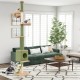Floor to ceiling cat tree with adjustable height, cozy condo, and scratching posts for playful feline fun in green.