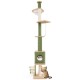 Floor to ceiling cat tree with adjustable height, cozy condo, and scratching posts for playful feline fun.