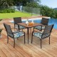 5-piece patio dining set featuring cushioned rattan armchairs and a 35" square table, perfect for outdoor relaxation.