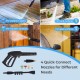Electric pressure washer with 4 quick connect nozzles, ideal for stubborn stains, hard surfaces, and glass cleaning.
