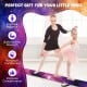 Folding balance beam in pink with solid wood base, ideal for home training and gymnastic practice for all skill levels.