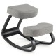 Wooden ergonomic rocking kneeling chair with grey padded cushion, promoting active sitting and comfort for productivity.