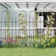 Outdoor garden rose arch trellis made of PE-coated metal, supporting climbing plants with decorative diamond-shaped.