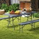 6 ft portable folding table with gray HDPE tabletop, ideal for outdoor use, supporting up to 350 lbs for gatherings.