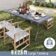 Portable 6 x 2.5 ft folding table with gray HDPE tabletop, 350 lbs capacity, ideal for outdoor picnics and gatherings.