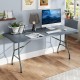 Gray 6 ft portable folding table with HDPE tabletop and metal legs, ideal for indoor and outdoor use.