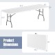 8 ft portable folding table with HDPE tabletop, featuring a fold-in-half design and sturdy metal legs for versatile use.
