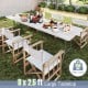 Large 8 x 2.5 ft portable folding table with HDPE tabletop, ideal for outdoor use, supports up to 350 lbs.