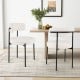 Boucle dining chair set of 4 in white with curved backrest and metal legs, perfect for dining or living room use.