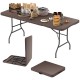 Portable 6 ft folding table with rattan-like HDPE tabletop, ideal for picnics and outdoor gatherings.