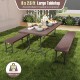 Portable 6 x 2.5 ft folding table with rattan-like HDPE top, perfect for outdoor gatherings and picnics.