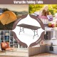 6 ft portable folding table with rattan-like HDPE tabletop, ideal for camping, picnics, and indoor use.