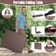 Portable folding table with rattan-like HDPE tabletop, featuring a safety lock and convenient carrying handle for easy.