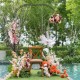 Outdoor metal garden arch trellis with flowers, perfect for climbing plants and as a wedding photo backdrop.