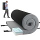Foldable camping mattress in gray with high-density foam, anti-slip bottom, ideal for camping and travel.