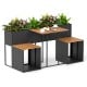Patio furniture set featuring a raised garden bed, durable PE rattan, and acacia wood, perfect for outdoor spaces.