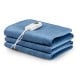 Electric heated mattress pad in blue, featuring 5 heating levels and overheat protection, ideal for cozy sleeping.