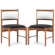 Set of 2 wooden dining chairs with rubber wood frames and faux Sherpa backrests, perfect for dining rooms and cafes.