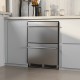 24-inch under counter dual drawer fridge in silver, featuring spacious drawers for drinks and a sleek design for.