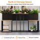 Patio furniture set featuring a raised garden bed with built-in storage, made of sun-proof PE rattan and acacia wood.