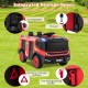 12V kids ride-on fire truck in red with integrated storage, water gun, and loudspeaker for fun outdoor play.