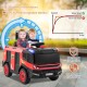 Red 12V kids ride-on fire truck with two seats, water gun, and remote control, perfect for outdoor fun.