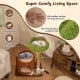 Multifunctional cat tree in brown with a cozy top perch, plush cushions, and sisal scratching posts for feline.