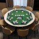 Round 48" green poker table top for 8 players with cup holders and chip trays, ideal for game rooms and parties.