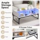 Center table showcasing a high-gloss faux marble top with built-in LED lights and multiple storage cubes for.