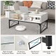 Center table with faux marble and tempered glass top, featuring LED lights and ample storage for decor and essentials.