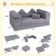 Gray 9-piece foam playset dimensions showing various configurations for kids' couch, lounger, and cozy bed.