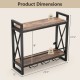 Wall-mounted wine rack with 2-tier shelves, featuring an industrial design and reinforced X-structure for stability.