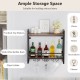 Wall-mounted wine rack with 2-tier shelves, glass holders, and industrial style for stylish storage in any room.