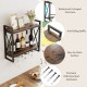 Wall-mounted wine rack with 2-tier shelves, rustproof metal, and anti-falling baffle for secure glass storage.