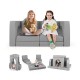 Modular kids play couch in gray with 8 pieces, featuring comfy suede fabric and flexible configurations for playtime.