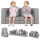 Modular kids play couch in gray with 8 pieces, featuring comfy suede fabric and removable, washable covers for easy.