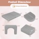 Modular kids play couch dimensions showing gray suede fabric blocks, designed for flexible configurations and easy.