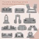 8-piece modular kids play couch in gray suede, featuring flexible configurations for endless play and comfort.