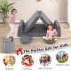 Modular kids play couch set in gray with washable covers, perfect for safe play and flexible storage in living rooms.