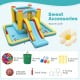 Inflatable Bounce House with slide and tunnel, made of durable oxford fabric, includes 50 ocean balls and a hand pump.