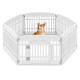 Close-up view of the sturdy HDPE material of a 6-panel white dog playpen, designed for safe indoor and outdoor pet use.