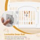 Lockable door rail of a 6-panel white plastic dog playpen, ensuring easy access and pet safety indoors and outdoors.