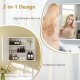 Bathroom medicine cabinet with single mirror door, featuring open and enclosed storage compartments for versatile.