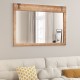 Farmhouse rustic barn door wall mirror with natural wood frame, perfect for entryways or living rooms. 39 x 27.5 inches.