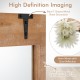 Farmhouse rustic barn door wall mirror with solid wood frame, 4mm clear reflection, ideal for entryways or living rooms.