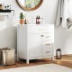 Single bathroom vanity in white with 2 drawers, 1 door, and a glossy ceramic basin for modern bathroom storage.