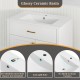 Glossy ceramic basin of a white single bathroom vanity with pre-drilled faucet hole and anti-spill feature for modern.
