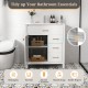 Single bathroom vanity in white with 2 drawers and 1 door, featuring a glossy ceramic basin for modern storage.