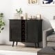 Modern black wine bar buffet cabinet featuring a 6-bottle rack, drawer, and two cabinets, ideal for dining or living.