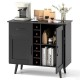 Modern black wine bar buffet cabinet featuring a 6-bottle wine rack and spacious storage for dining or living rooms.
